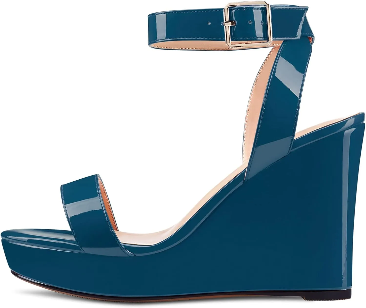 Castamere Women High Wedge Platform Heel Peep Open Toe Sandals Ankle Strap Clear Wedding Classic 3.9 Inches Heels