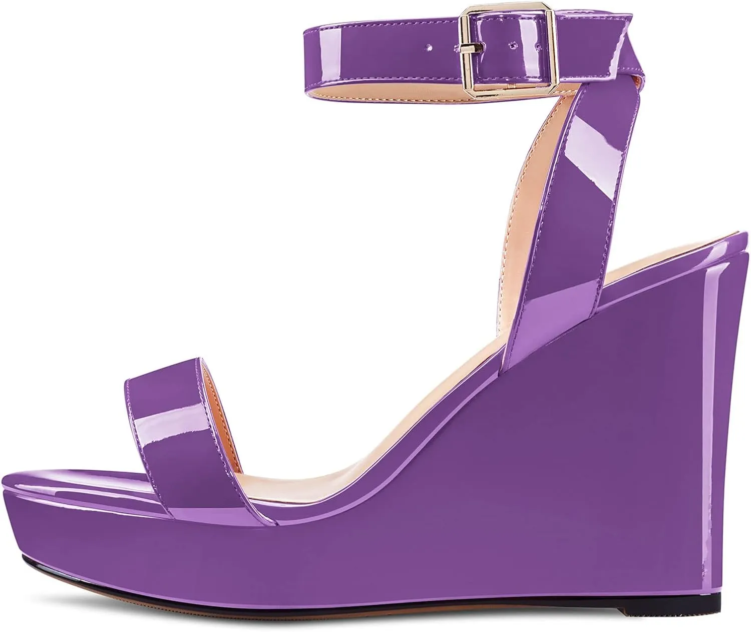 Castamere Women High Wedge Platform Heel Peep Open Toe Sandals Ankle Strap Clear Wedding Classic 3.9 Inches Heels