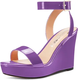 Castamere Women High Wedge Platform Heel Peep Open Toe Sandals Ankle Strap Clear Wedding Classic 3.9 Inches Heels