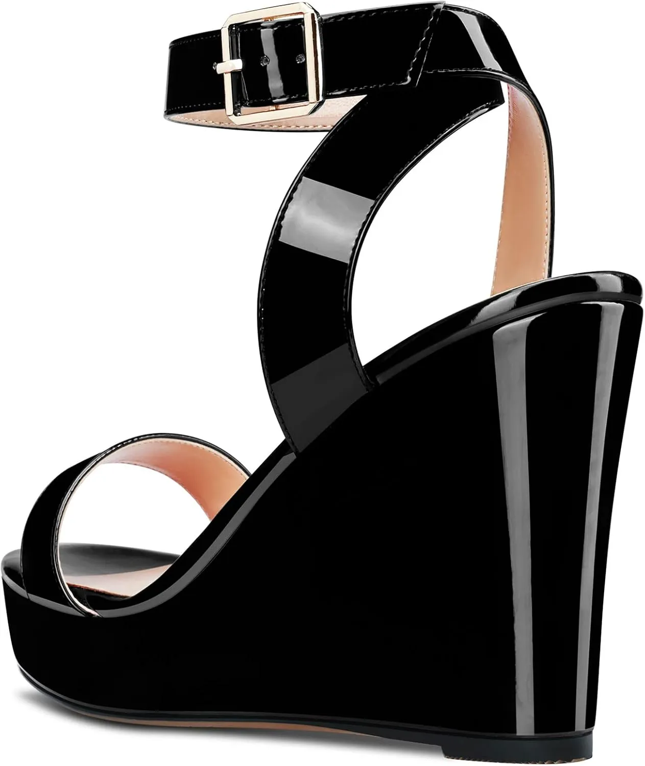 Castamere Women High Wedge Platform Heel Peep Open Toe Sandals Ankle Strap Clear Wedding Classic 3.9 Inches Heels