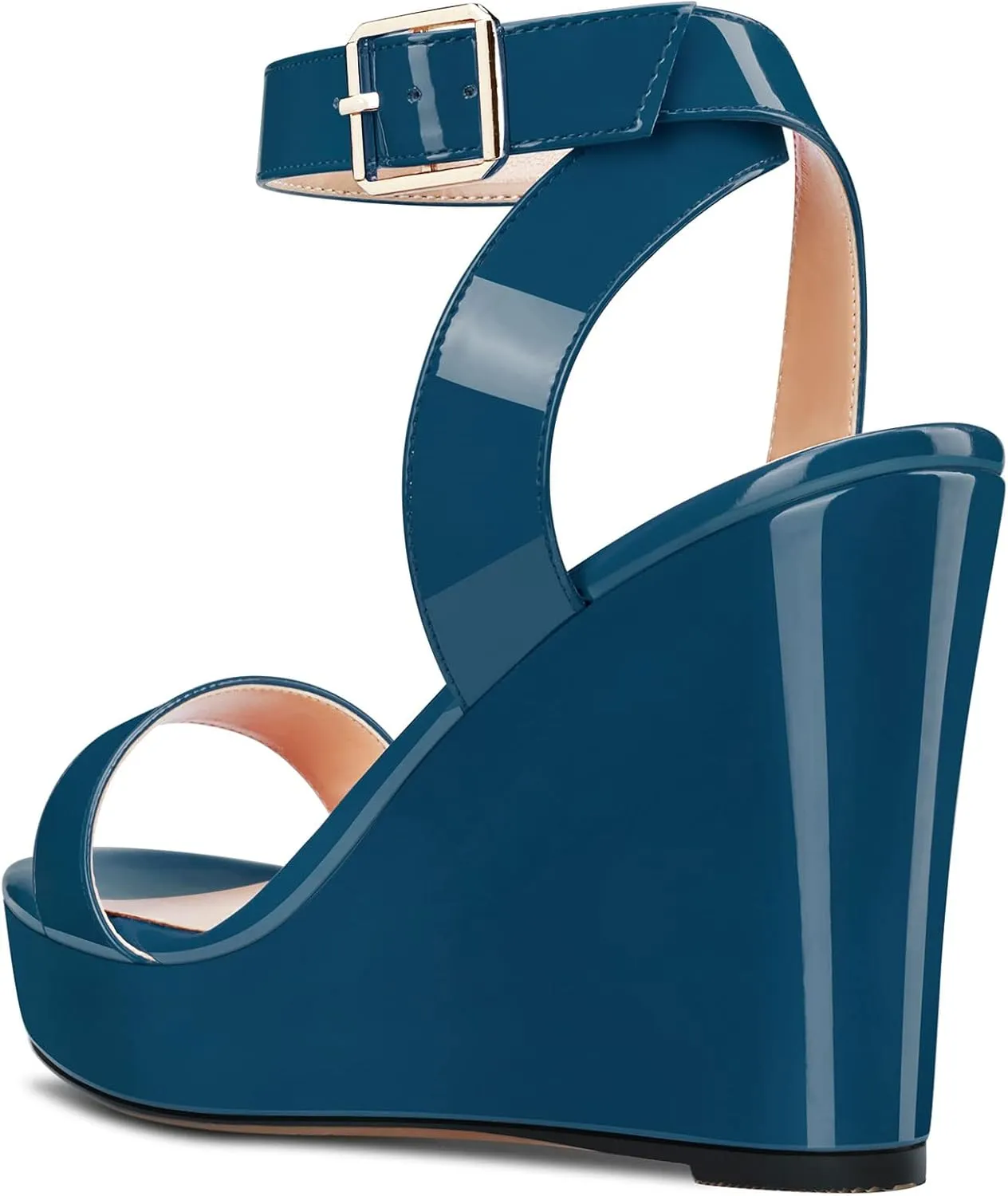 Castamere Women High Wedge Platform Heel Peep Open Toe Sandals Ankle Strap Clear Wedding Classic 3.9 Inches Heels