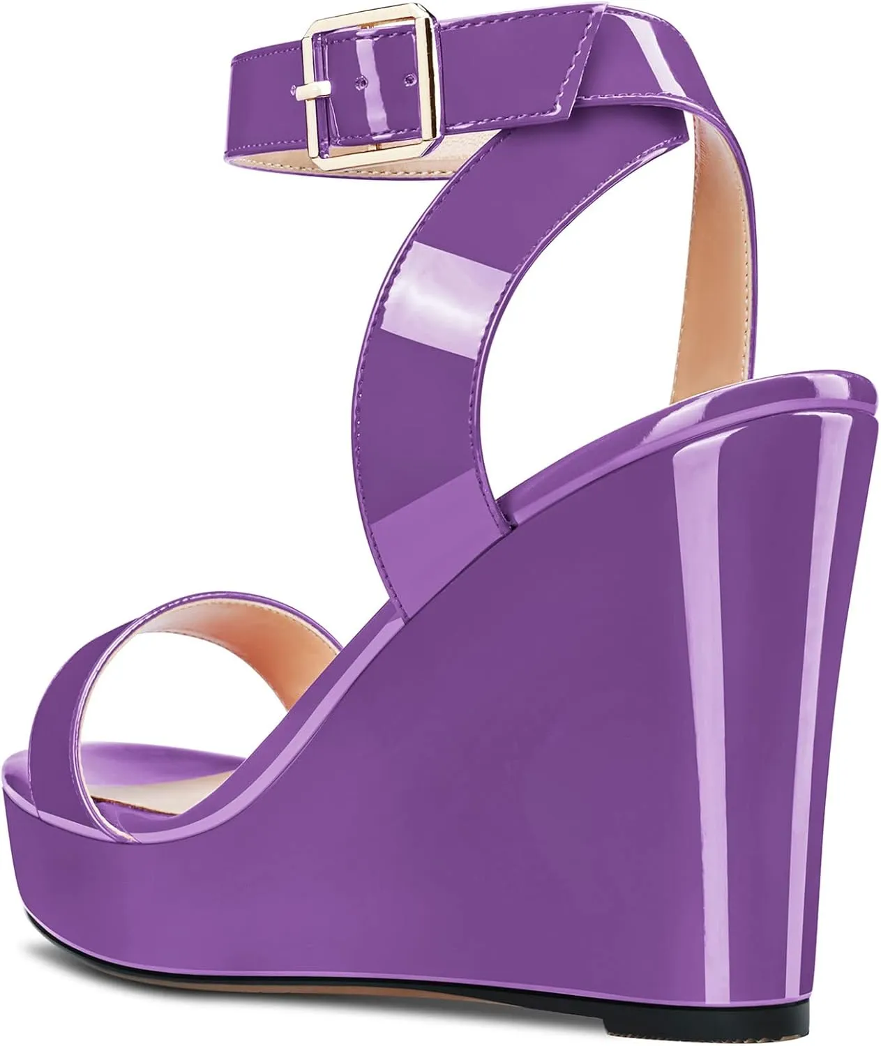 Castamere Women High Wedge Platform Heel Peep Open Toe Sandals Ankle Strap Clear Wedding Classic 3.9 Inches Heels