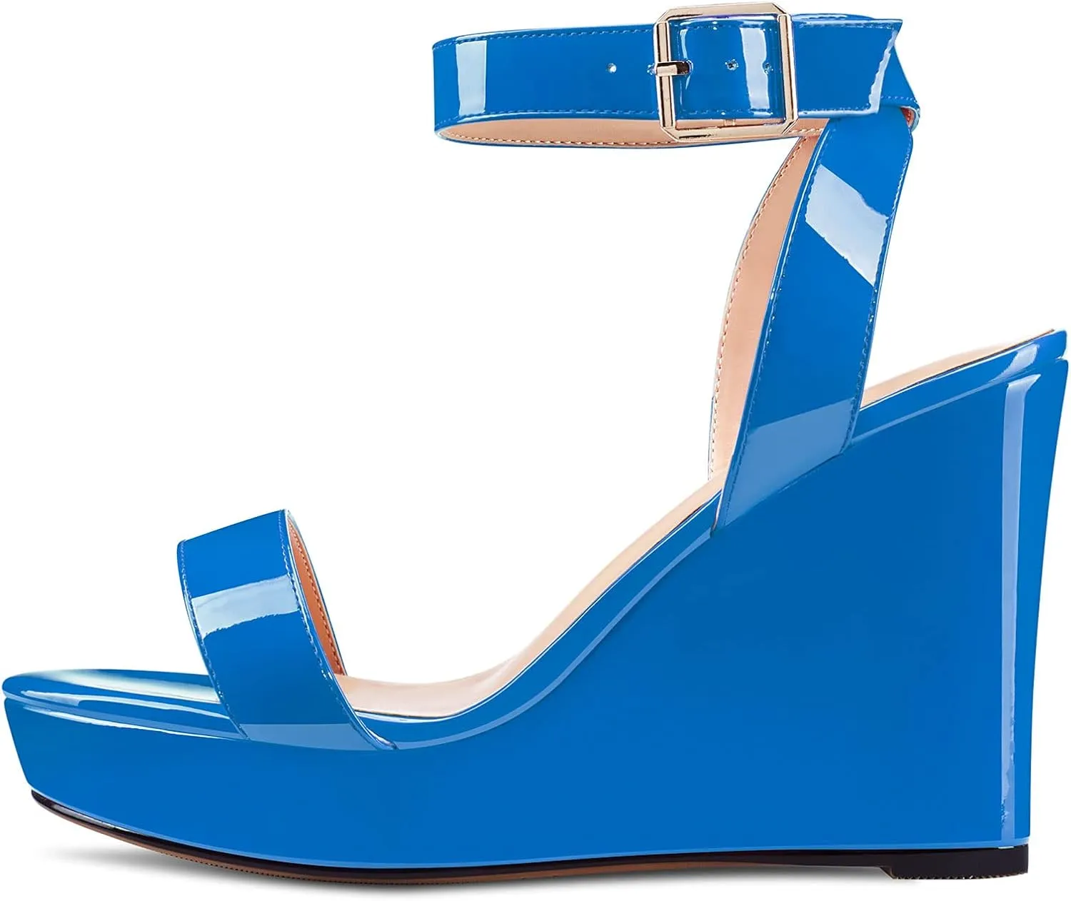 Castamere Women High Wedge Platform Heel Peep Open Toe Sandals Ankle Strap Clear Wedding Classic 3.9 Inches Heels