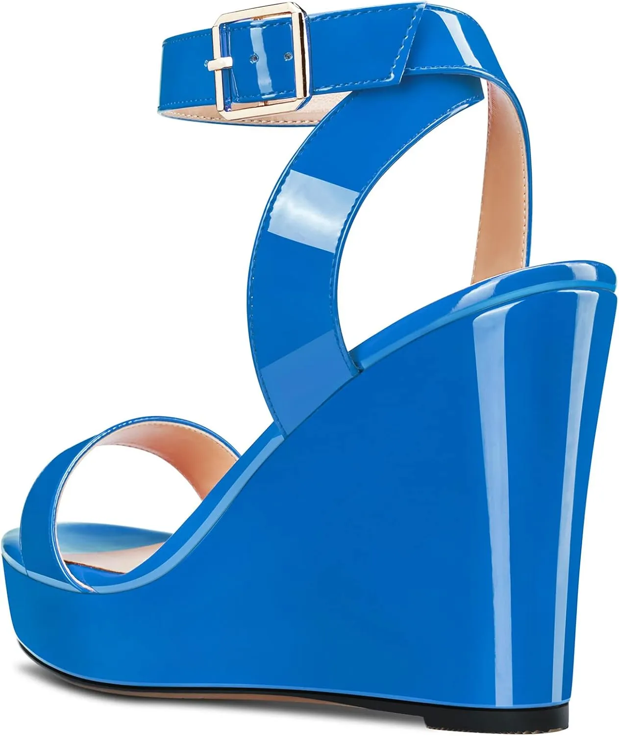 Castamere Women High Wedge Platform Heel Peep Open Toe Sandals Ankle Strap Clear Wedding Classic 3.9 Inches Heels