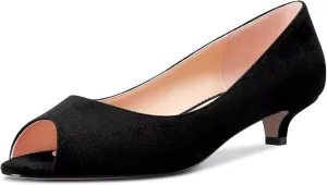 Castamere Women Low Kitten Heel Peep Open Toe Sandals Slip-on Wedding Dress 1.4 Inches Heels