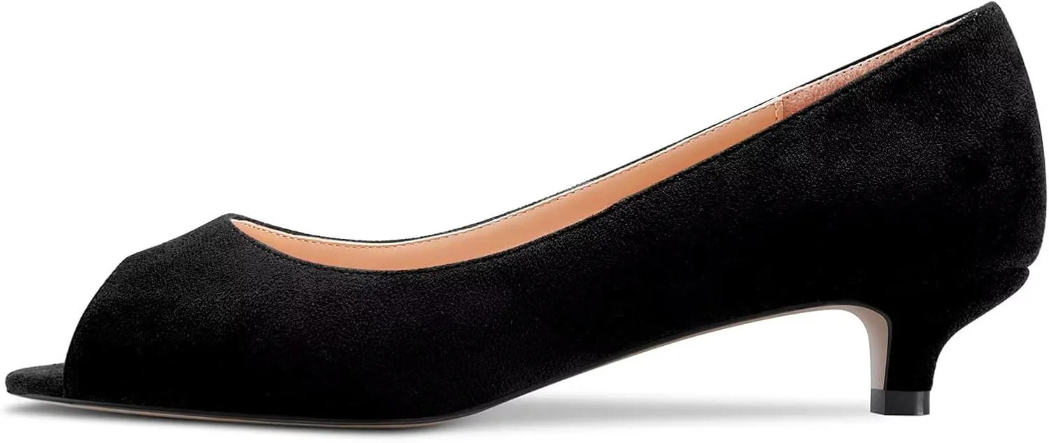 Castamere Women Low Kitten Heel Peep Open Toe Sandals Slip-on Wedding Dress 1.4 Inches Heels