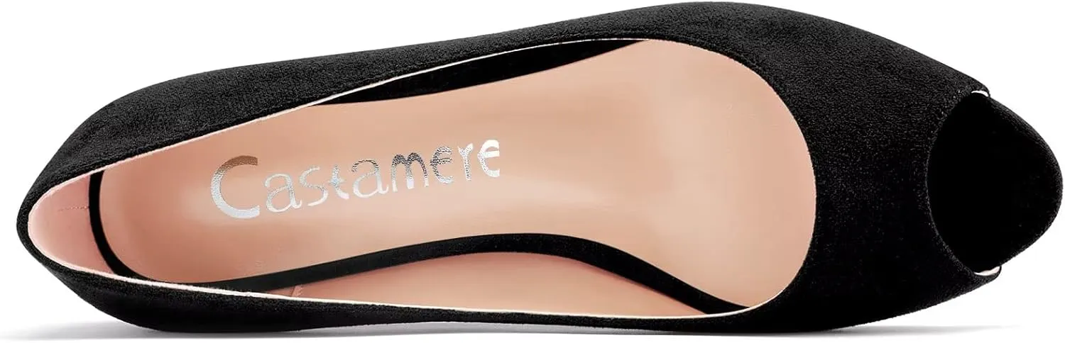 Castamere Women Low Kitten Heel Peep Open Toe Sandals Slip-on Wedding Dress 1.4 Inches Heels