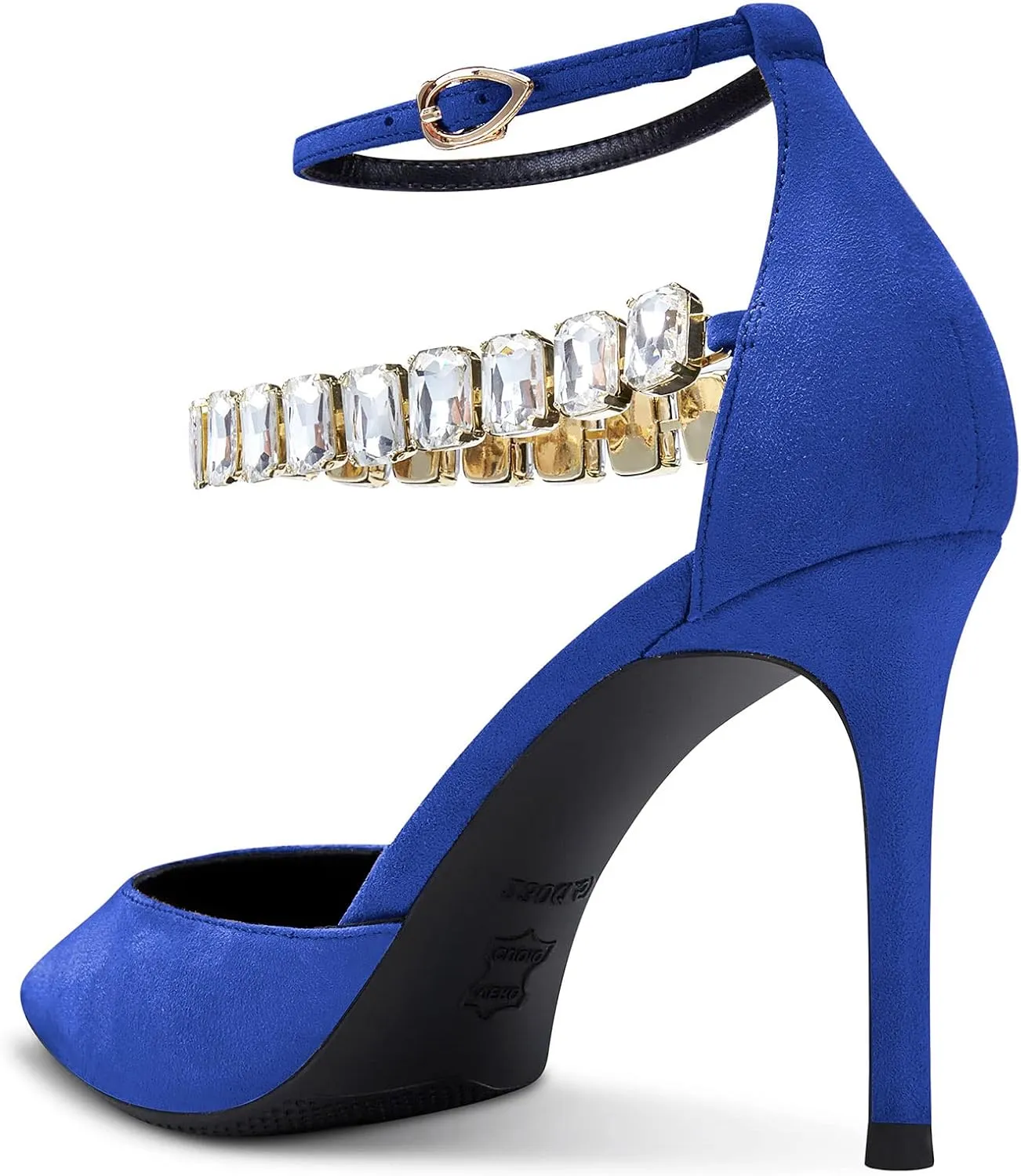 Castamere Women Stiletto High Heel Ankle Strap Pumps Diamond Crystal Pointed Toe Sandals 3.2 Inches Heels Dress Shoes