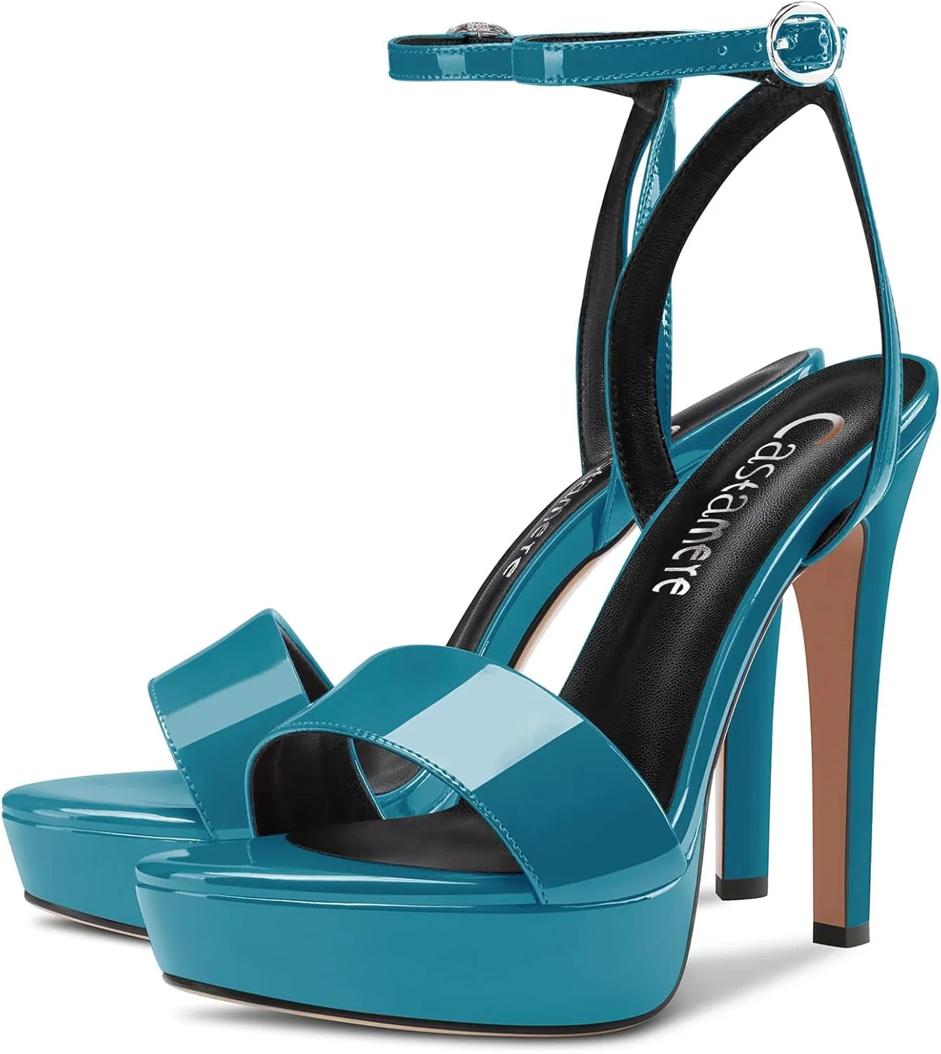 Castamere Women Stiletto High Heel Peep Open Toe Ankle Strap Slingback Sandals Platform Clear Sexy Wedding 5.1 Inches Heels