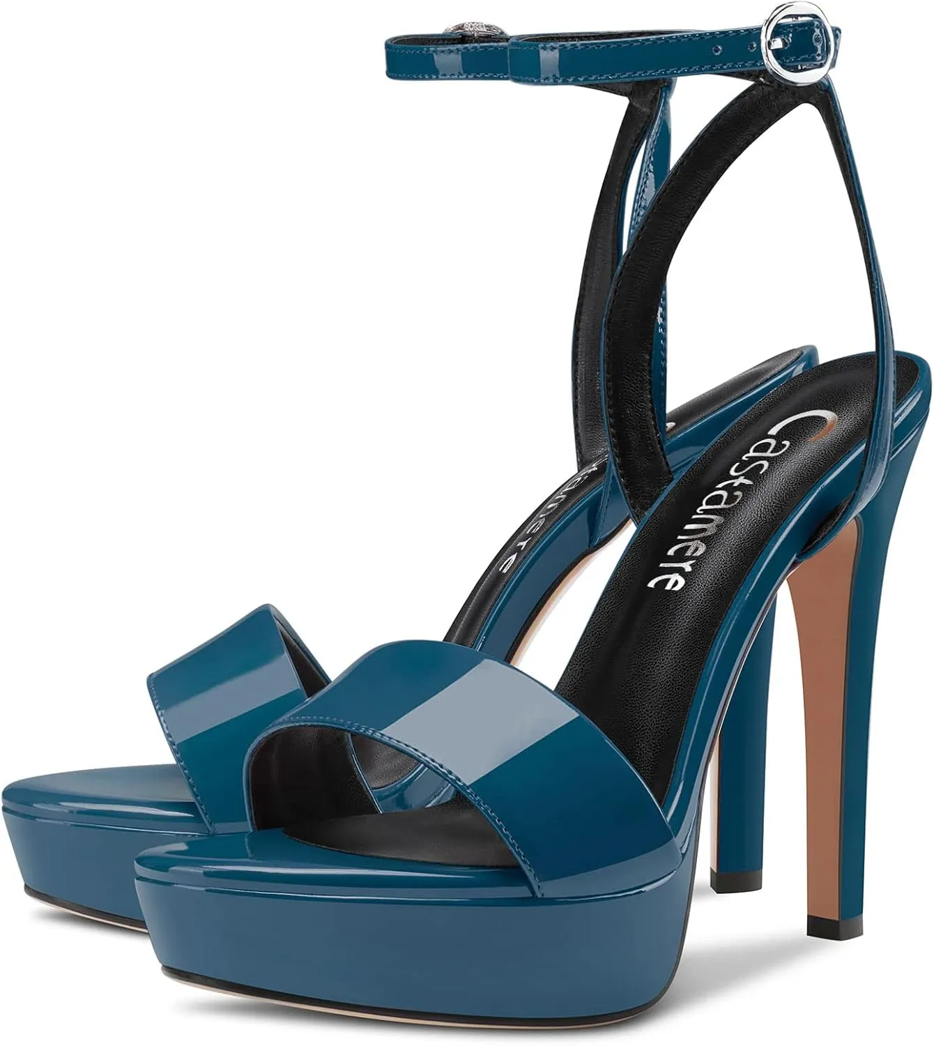 Castamere Women Stiletto High Heel Peep Open Toe Ankle Strap Slingback Sandals Platform Clear Sexy Wedding 5.1 Inches Heels