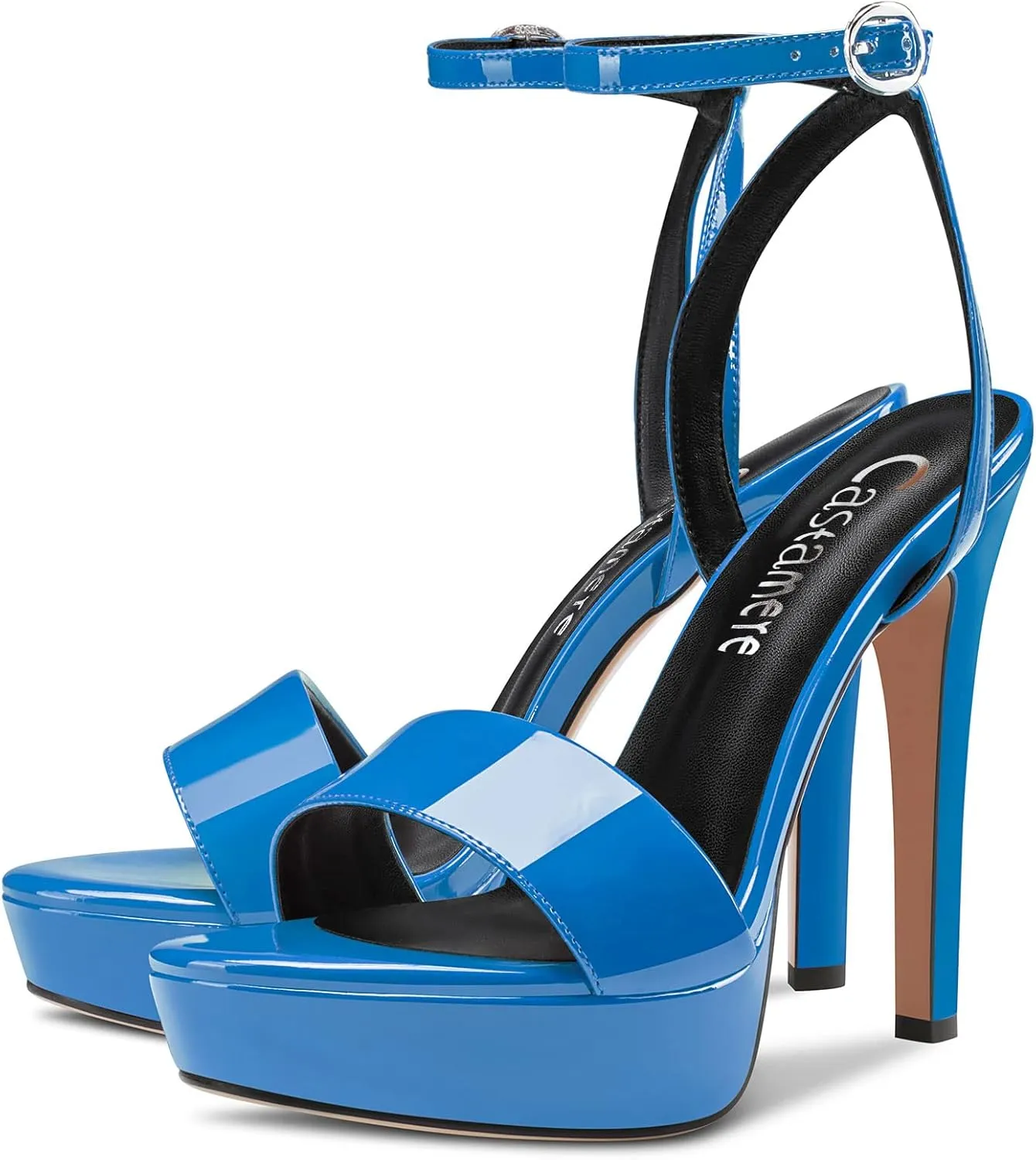 Castamere Women Stiletto High Heel Peep Open Toe Ankle Strap Slingback Sandals Platform Clear Sexy Wedding 5.1 Inches Heels