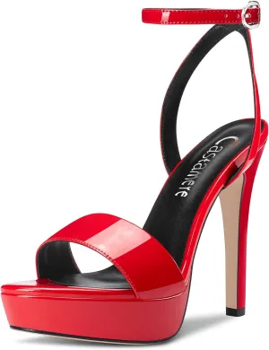 Castamere Women Stiletto High Heel Peep Open Toe Ankle Strap Slingback Sandals Platform Clear Sexy Wedding 5.1 Inches Heels
