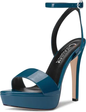 Castamere Women Stiletto High Heel Peep Open Toe Ankle Strap Slingback Sandals Platform Clear Sexy Wedding 5.1 Inches Heels