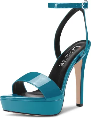 Castamere Women Stiletto High Heel Peep Open Toe Ankle Strap Slingback Sandals Platform Clear Sexy Wedding 5.1 Inches Heels