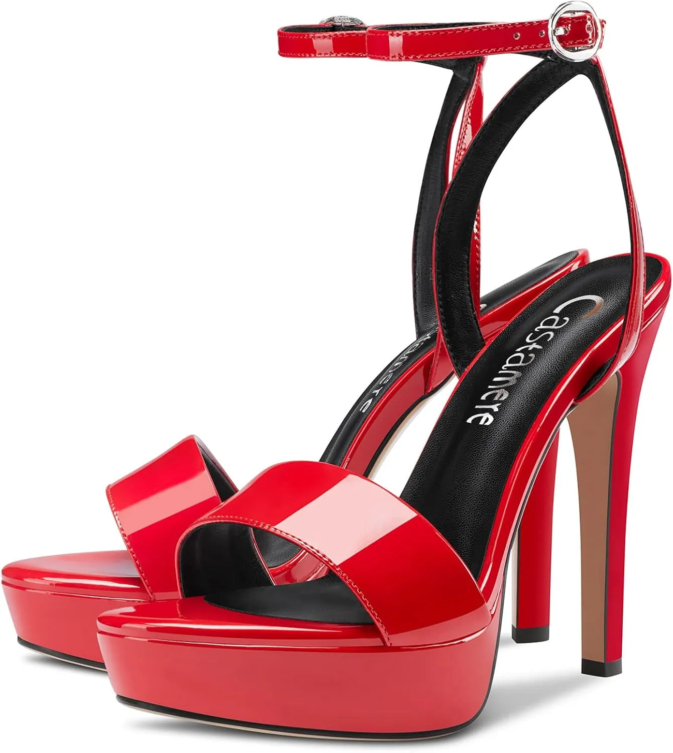Castamere Women Stiletto High Heel Peep Open Toe Ankle Strap Slingback Sandals Platform Clear Sexy Wedding 5.1 Inches Heels