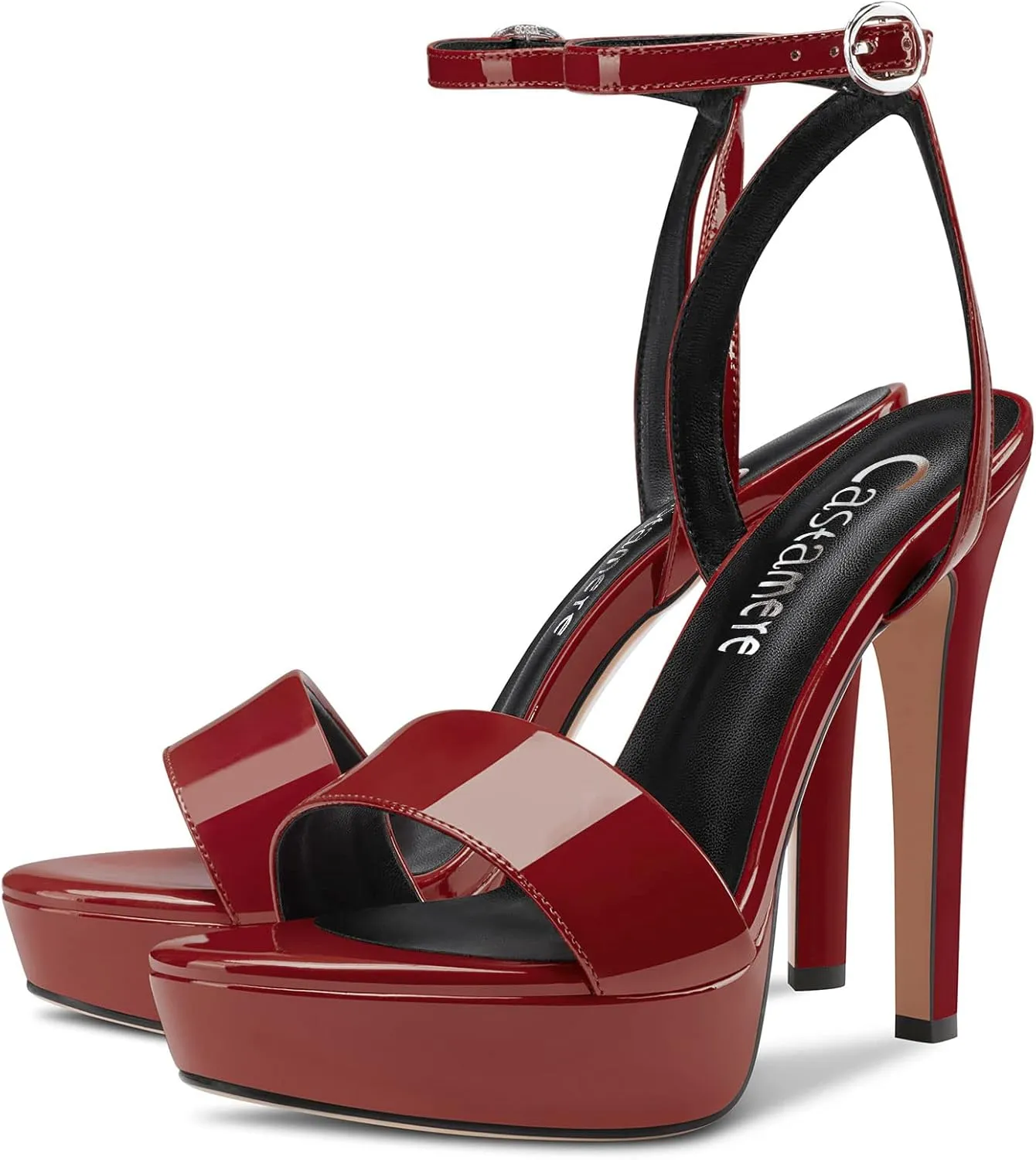 Castamere Women Stiletto High Heel Peep Open Toe Ankle Strap Slingback Sandals Platform Clear Sexy Wedding 5.1 Inches Heels