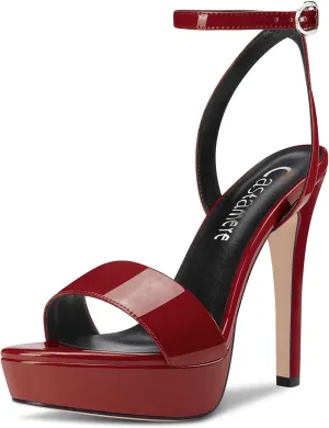 Castamere Women Stiletto High Heel Peep Open Toe Ankle Strap Slingback Sandals Platform Clear Sexy Wedding 5.1 Inches Heels