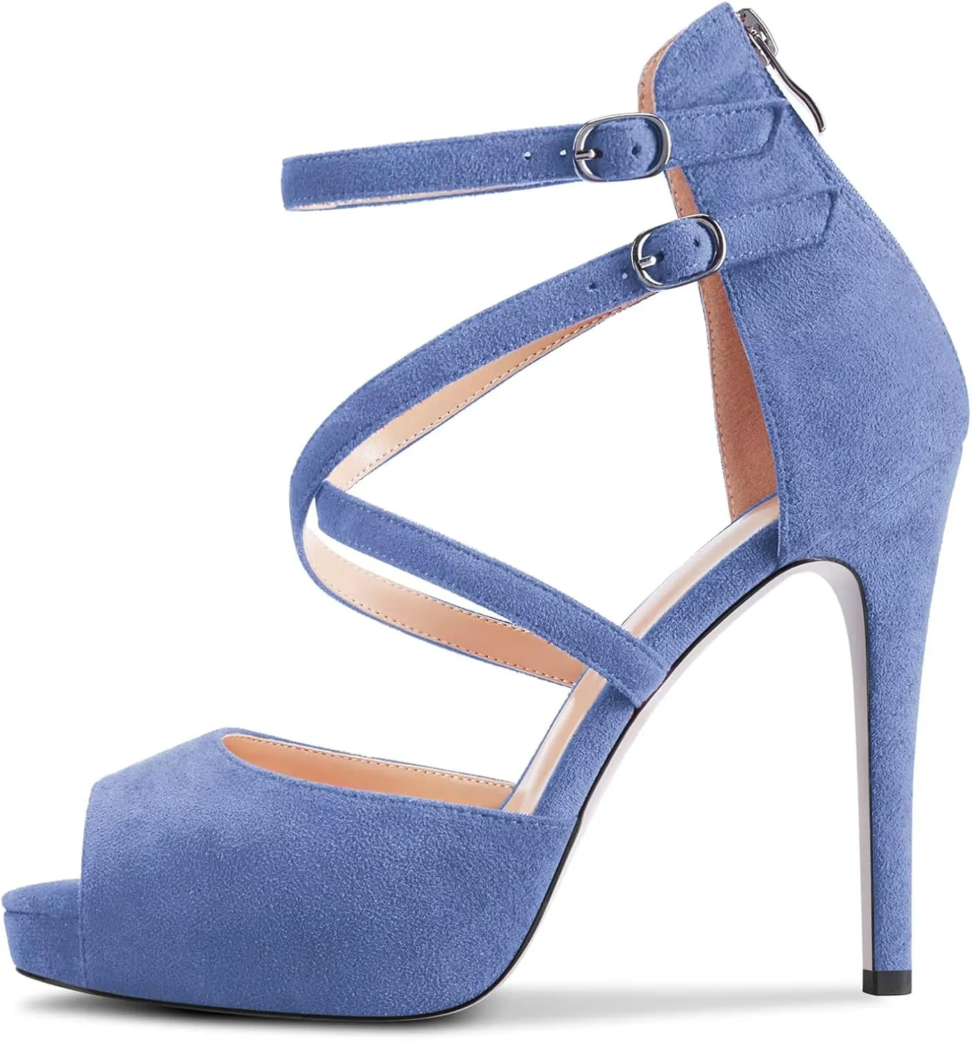 Castamere Women Stiletto High Heel Peep Open Toe Sandals Cross-Strap Two-Piece Buckle Wedding Office Party Sexy Shoes