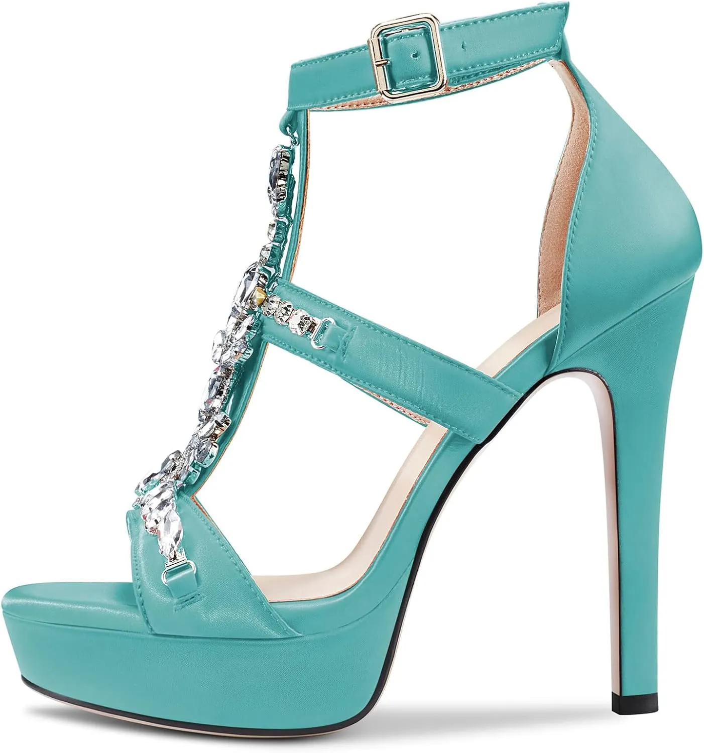 Castamere Women Stiletto High Heel Platform Peep Open Toe Sandals Roman Diamond Crystal Wedding Party Sexy 5.1 Inches Heels