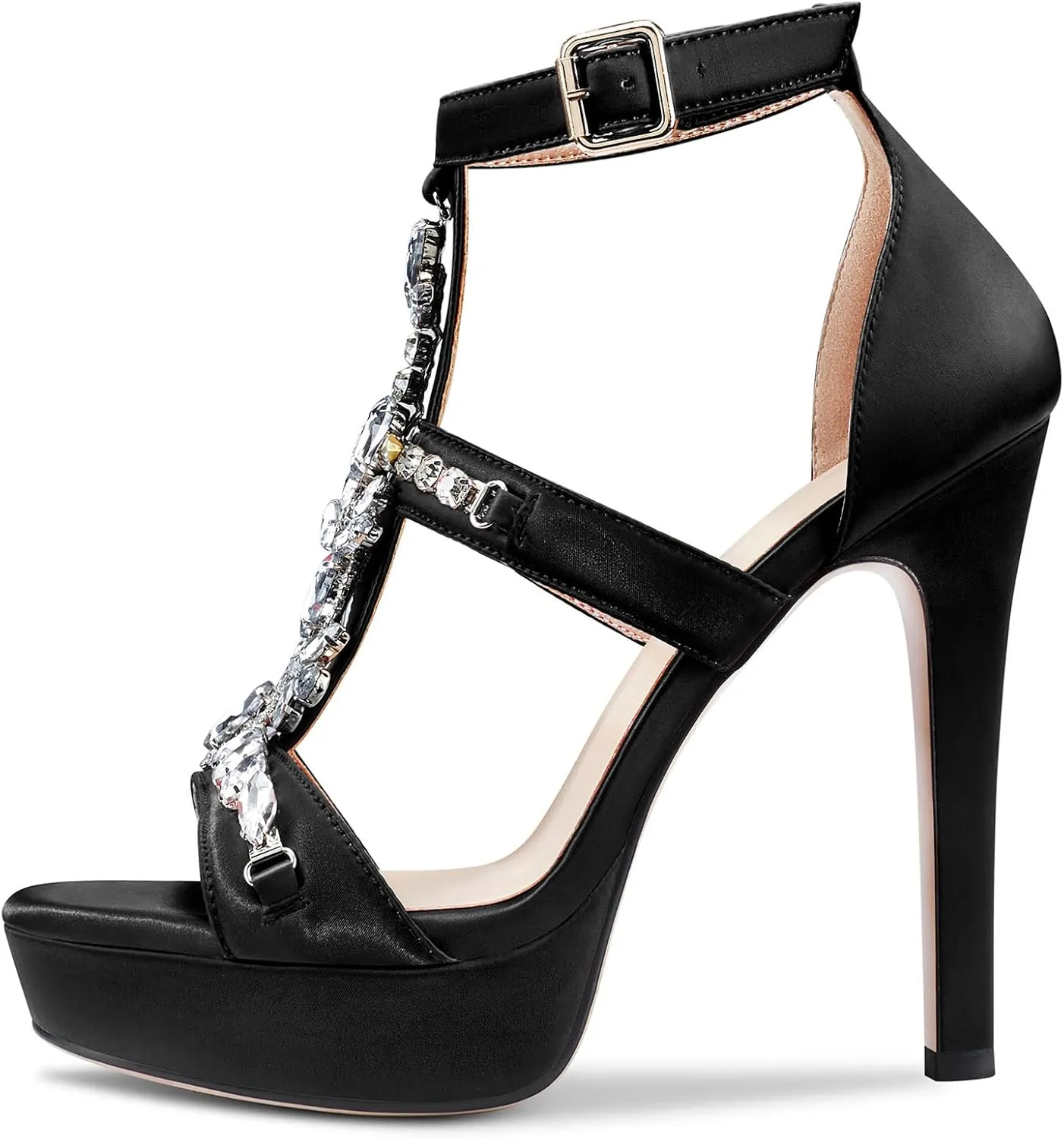 Castamere Women Stiletto High Heel Platform Peep Open Toe Sandals Roman Diamond Crystal Wedding Party Sexy 5.1 Inches Heels