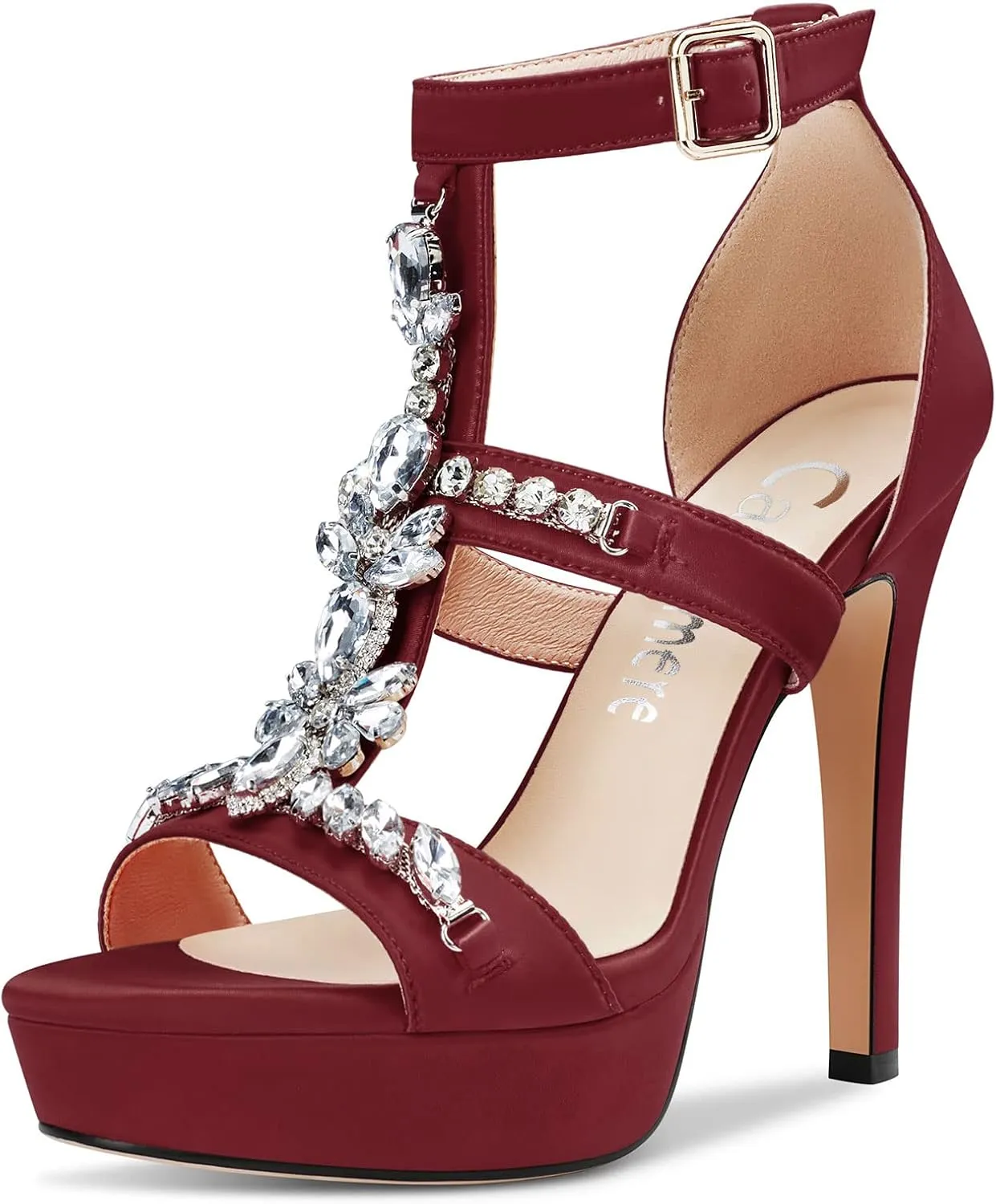 Castamere Women Stiletto High Heel Platform Peep Open Toe Sandals Roman Diamond Crystal Wedding Party Sexy 5.1 Inches Heels