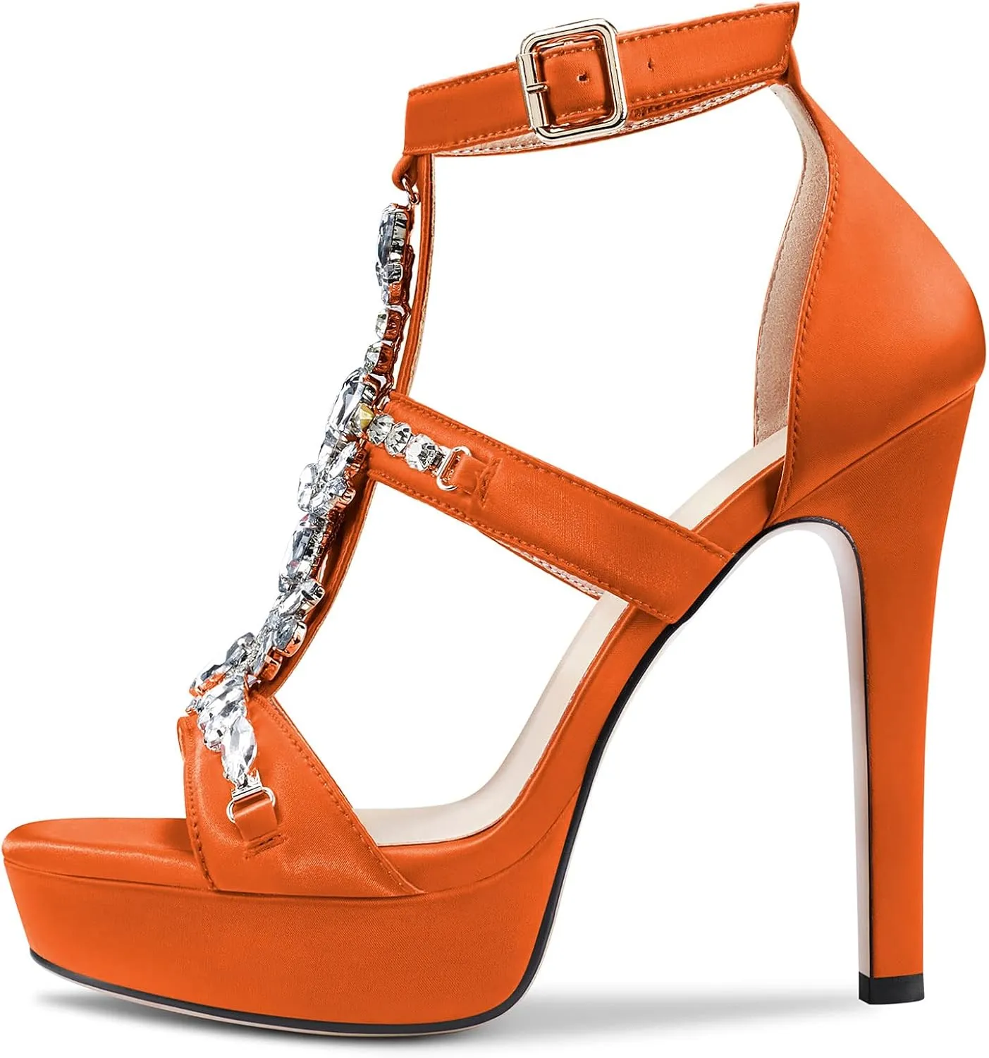 Castamere Women Stiletto High Heel Platform Peep Open Toe Sandals Roman Diamond Crystal Wedding Party Sexy 5.1 Inches Heels