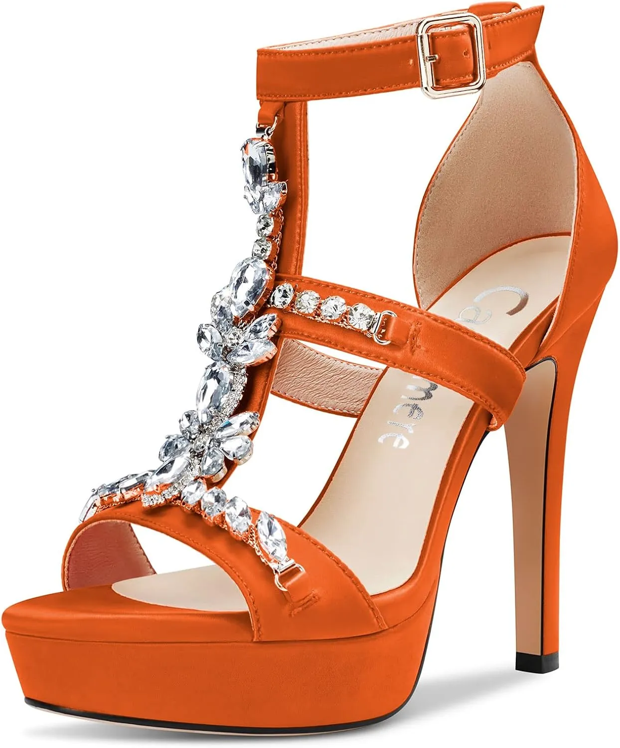 Castamere Women Stiletto High Heel Platform Peep Open Toe Sandals Roman Diamond Crystal Wedding Party Sexy 5.1 Inches Heels
