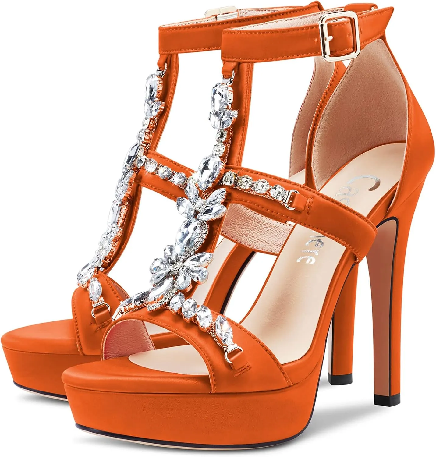 Castamere Women Stiletto High Heel Platform Peep Open Toe Sandals Roman Diamond Crystal Wedding Party Sexy 5.1 Inches Heels