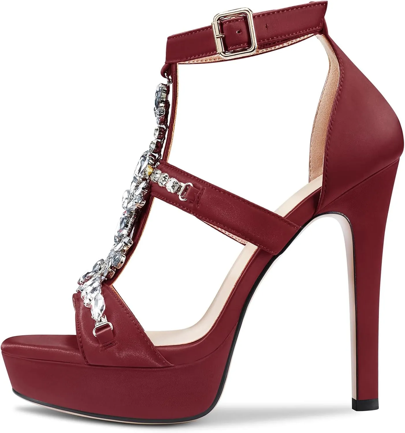 Castamere Women Stiletto High Heel Platform Peep Open Toe Sandals Roman Diamond Crystal Wedding Party Sexy 5.1 Inches Heels
