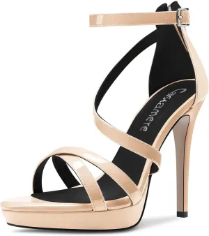 Castamere Women Stiletto High Platform Heel Open Toe Ankle Strap Gladiator Sandals Zipper Party Dress 4.7 Inches Heels