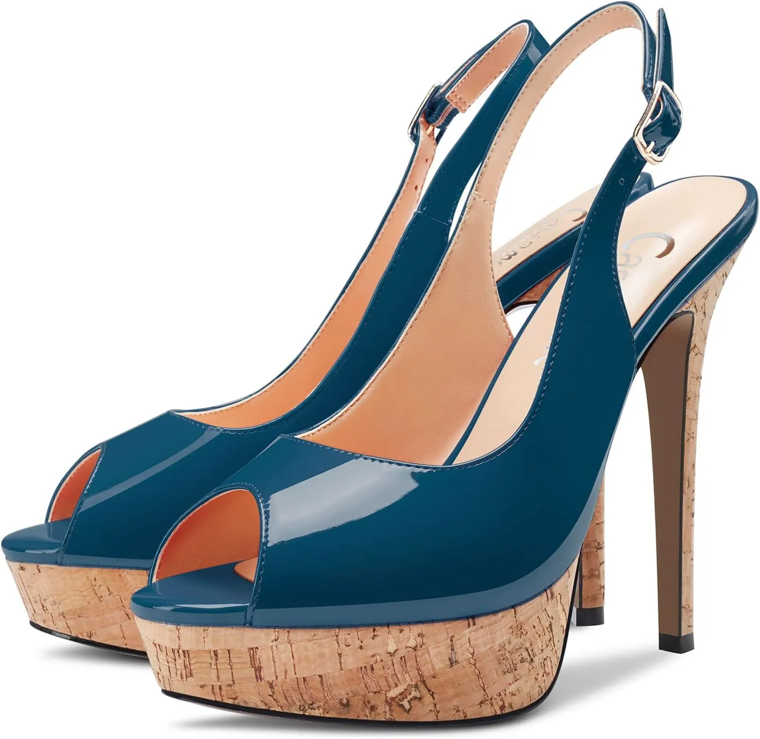 Castamere Women Stiletto High Platform Heel Peep Open Toe Slingback Sandals Classic Wedding Sexy 5.1 Inches Heels Pumps