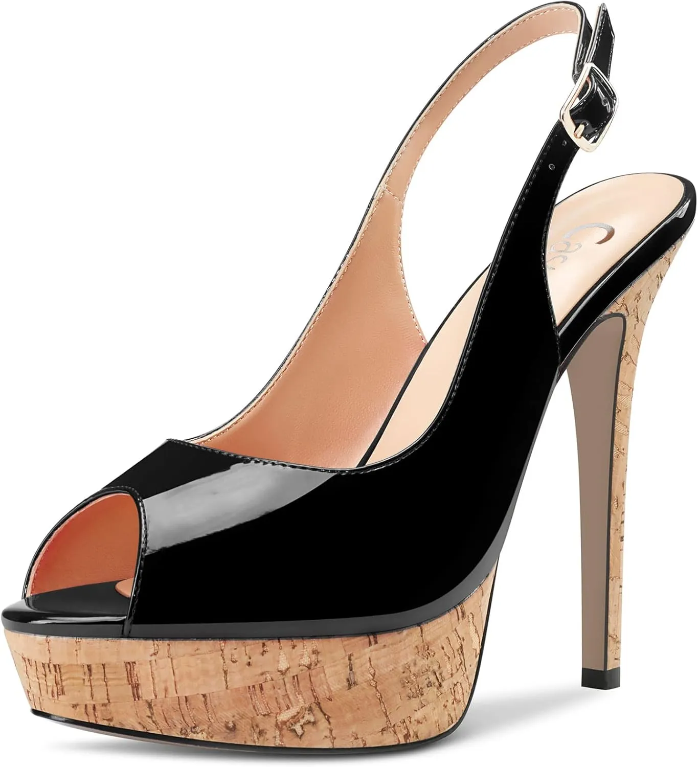 Castamere Women Stiletto High Platform Heel Peep Open Toe Slingback Sandals Classic Wedding Sexy 5.1 Inches Heels Pumps