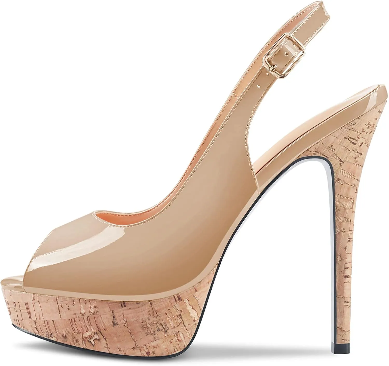 Castamere Women Stiletto High Platform Heel Peep Open Toe Slingback Sandals Classic Wedding Sexy 5.1 Inches Heels Pumps