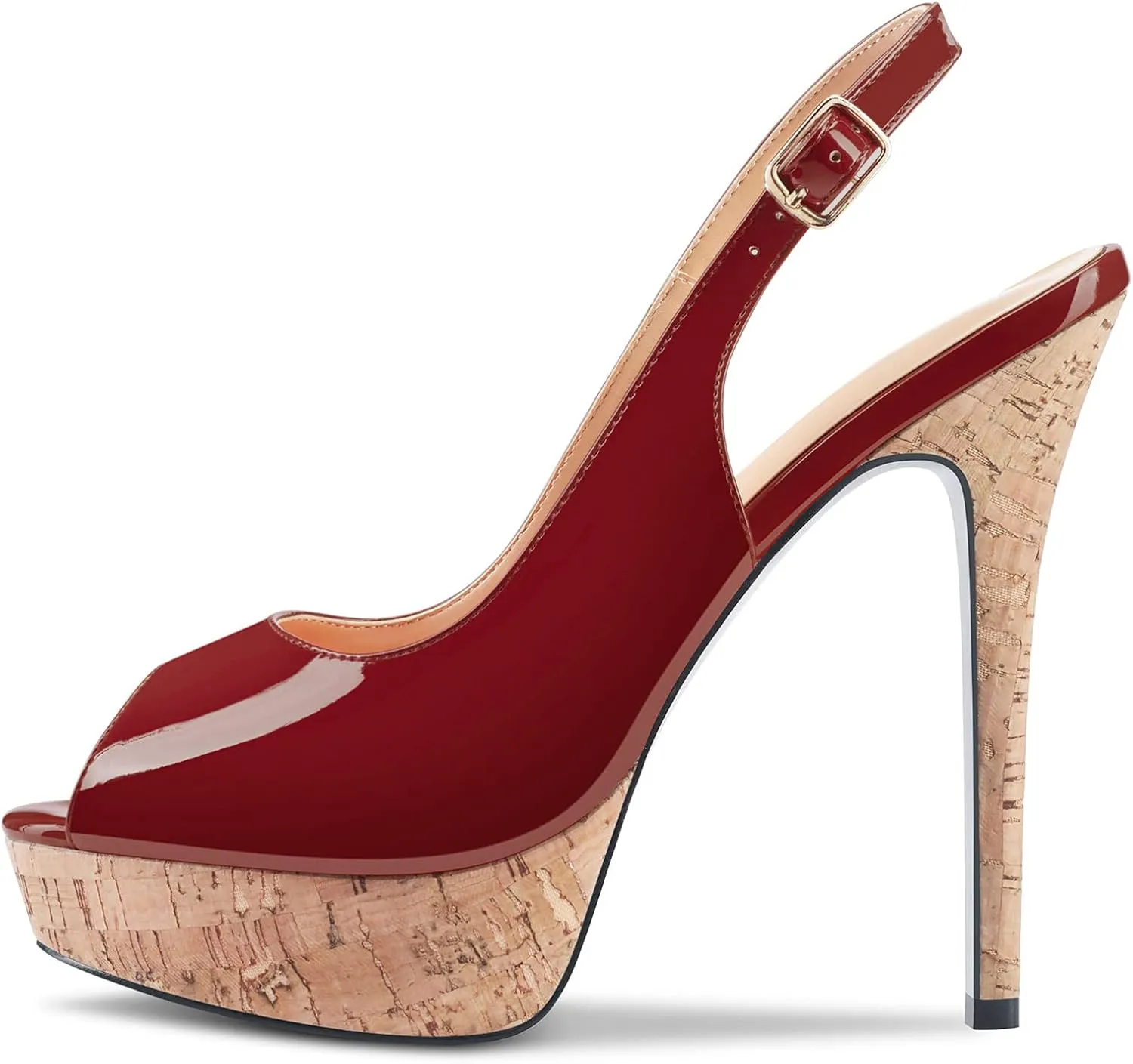 Castamere Women Stiletto High Platform Heel Peep Open Toe Slingback Sandals Classic Wedding Sexy 5.1 Inches Heels Pumps