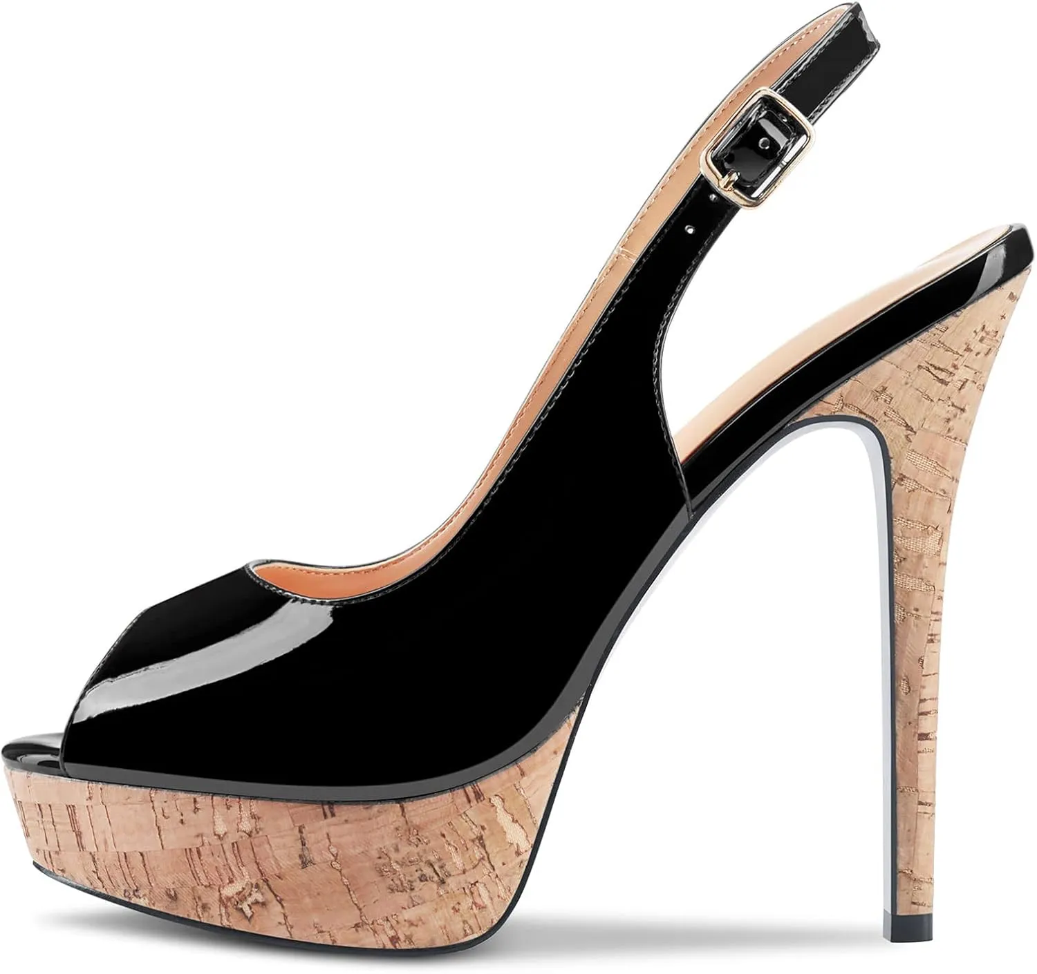 Castamere Women Stiletto High Platform Heel Peep Open Toe Slingback Sandals Classic Wedding Sexy 5.1 Inches Heels Pumps
