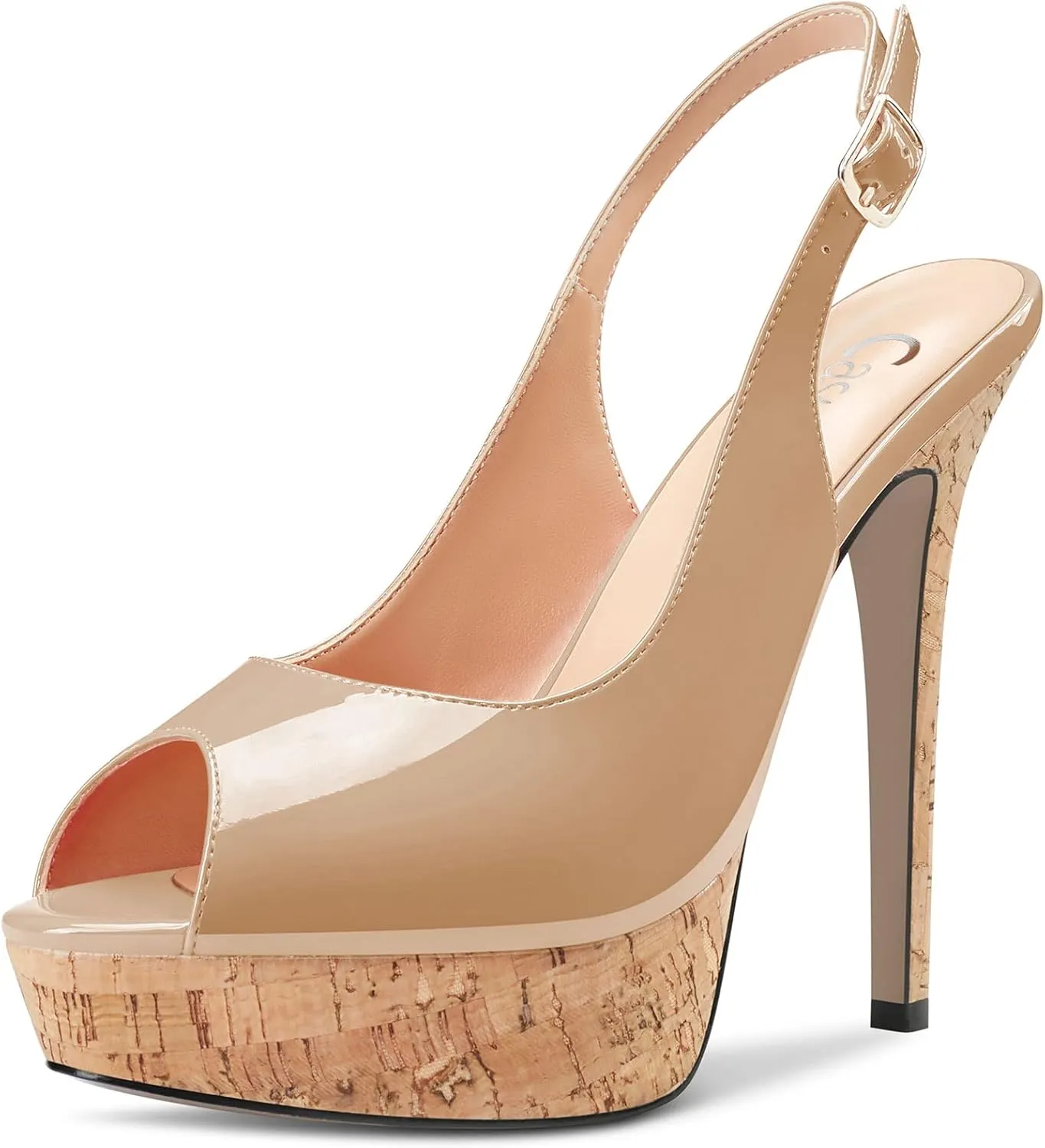 Castamere Women Stiletto High Platform Heel Peep Open Toe Slingback Sandals Classic Wedding Sexy 5.1 Inches Heels Pumps
