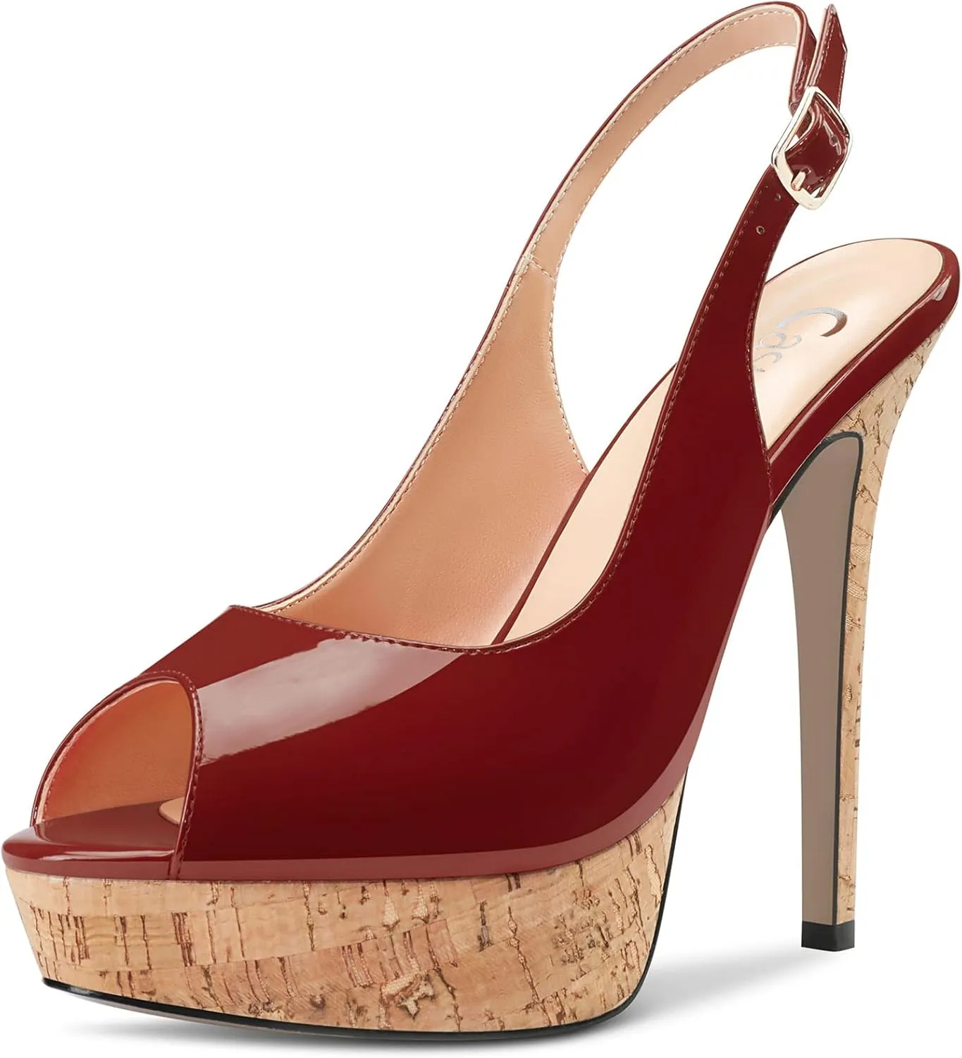 Castamere Women Stiletto High Platform Heel Peep Open Toe Slingback Sandals Classic Wedding Sexy 5.1 Inches Heels Pumps