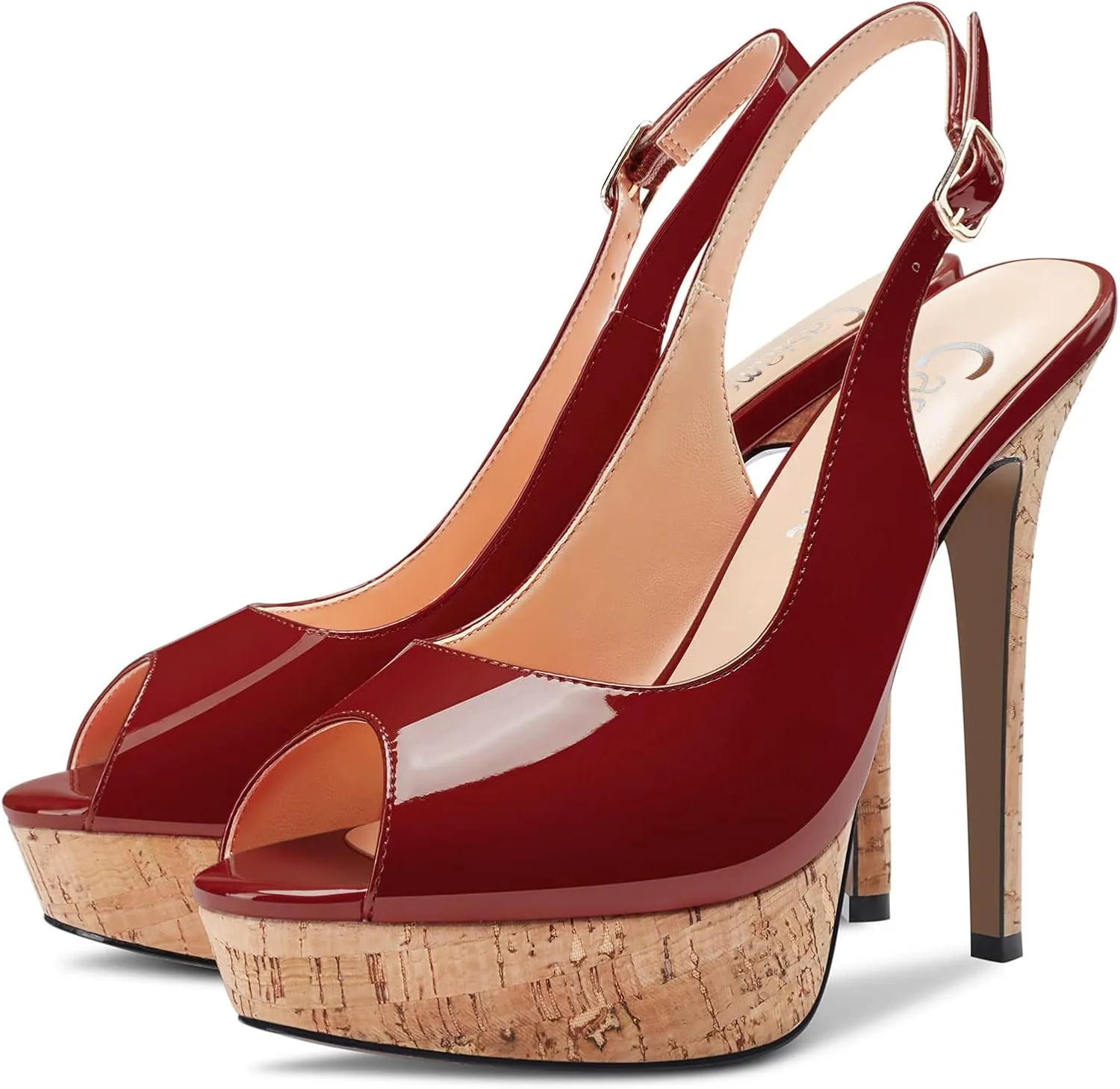 Castamere Women Stiletto High Platform Heel Peep Open Toe Slingback Sandals Classic Wedding Sexy 5.1 Inches Heels Pumps
