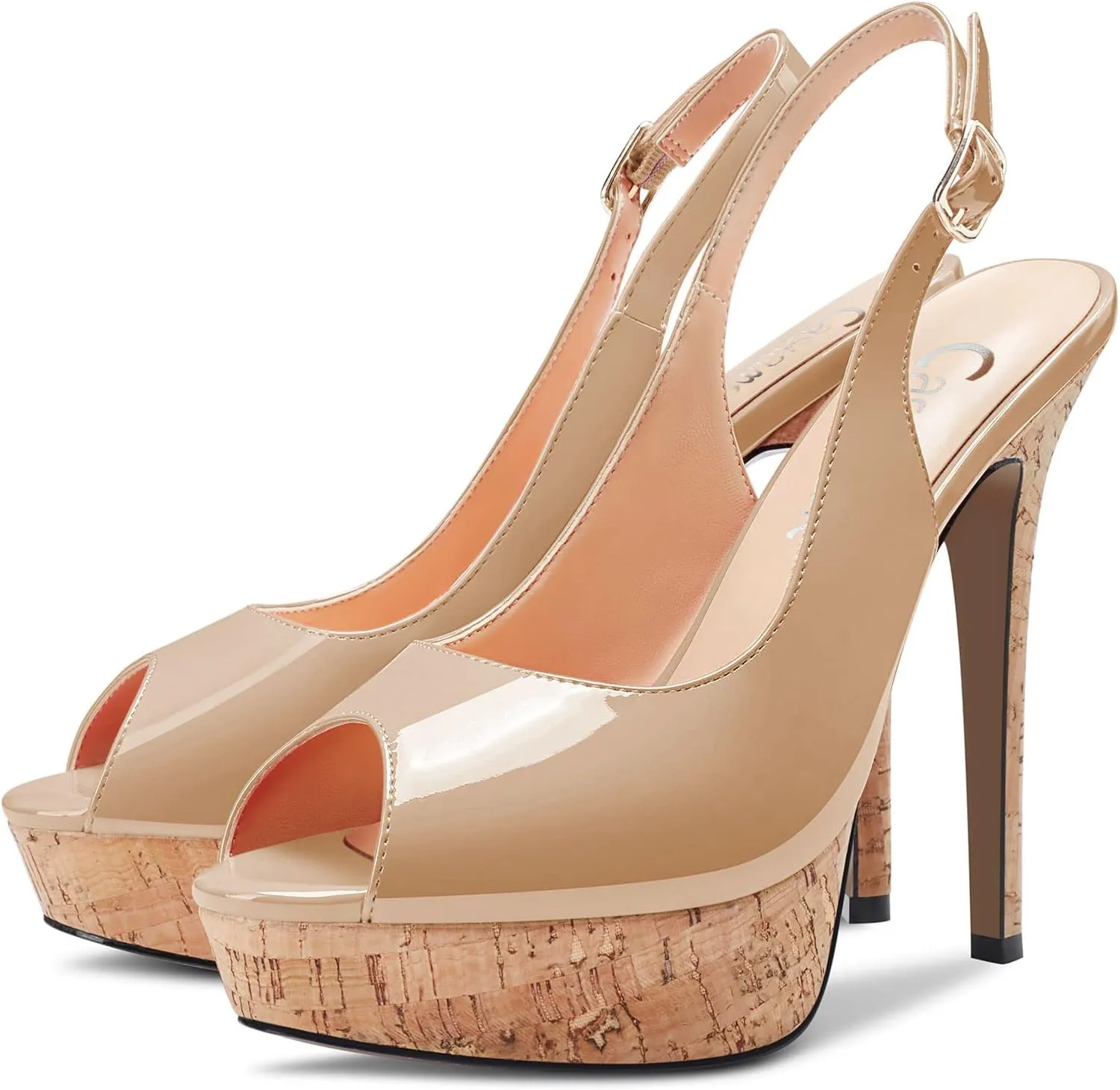 Castamere Women Stiletto High Platform Heel Peep Open Toe Slingback Sandals Classic Wedding Sexy 5.1 Inches Heels Pumps