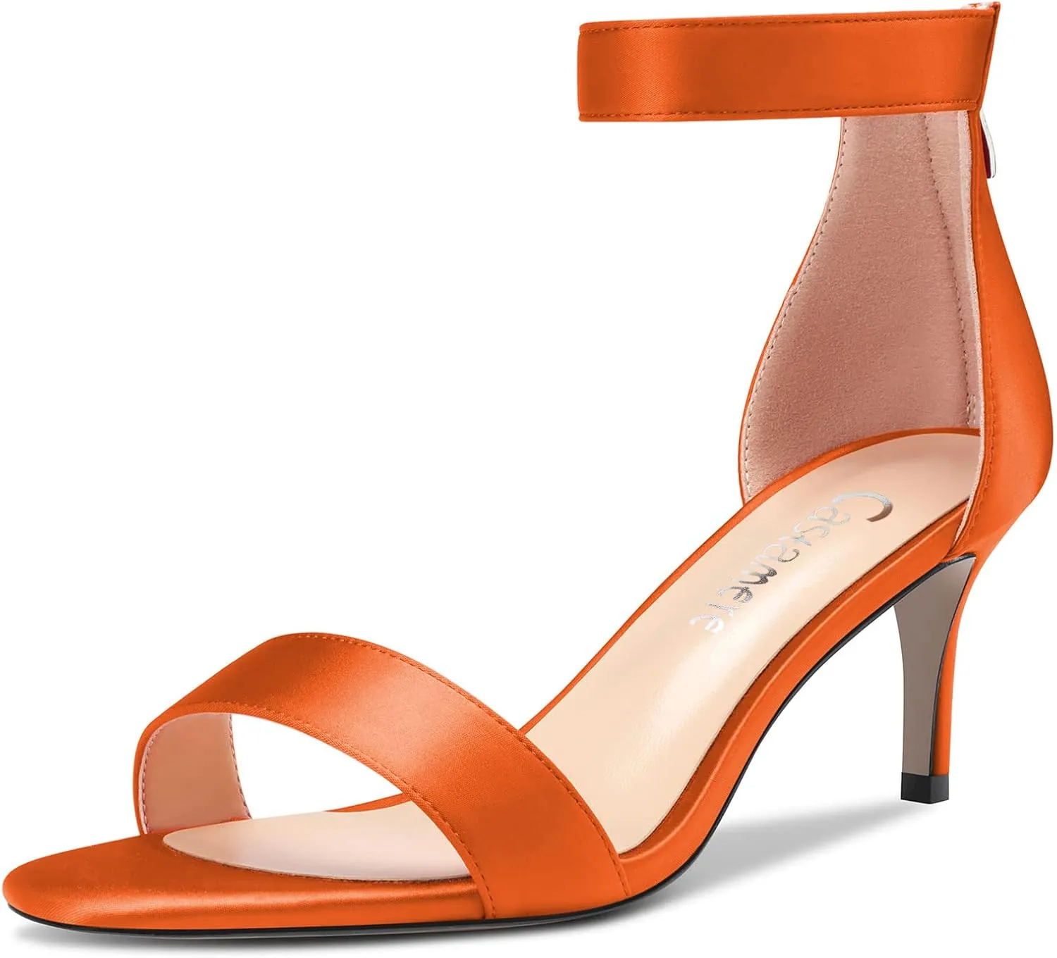 Castamere Women Stiletto Kitten Heel Peep Open Toe Ankle Strap Sandals Classic Cute Dress 2.4 Inches Heels
