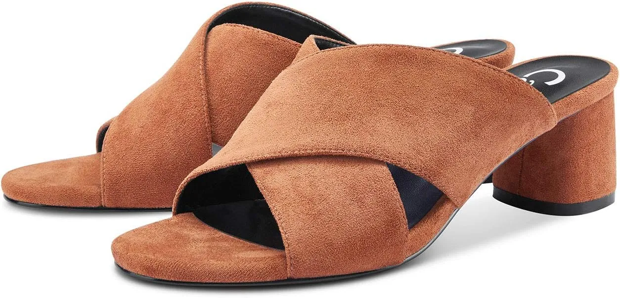 Castamere Womens Chunky Block Heels Slippers Slip-on Strappy Open Toe Sandals 5CM Heeled Sandal