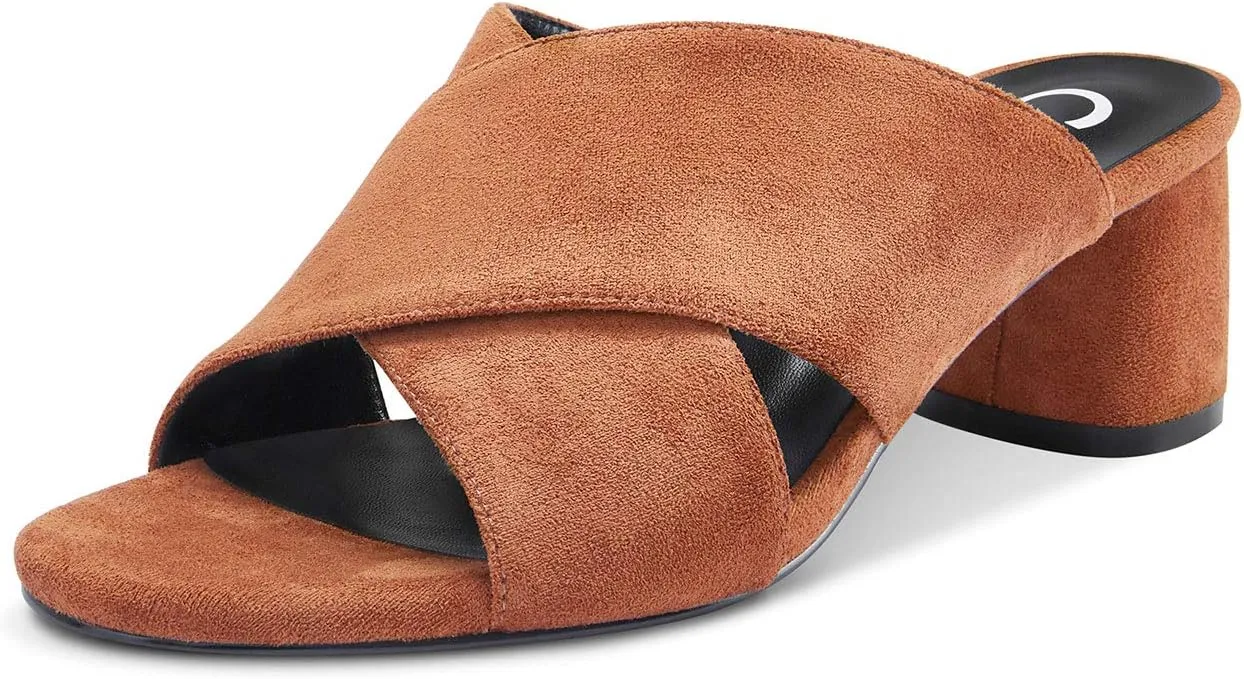 Castamere Womens Chunky Block Heels Slippers Slip-on Strappy Open Toe Sandals 5CM Heeled Sandal