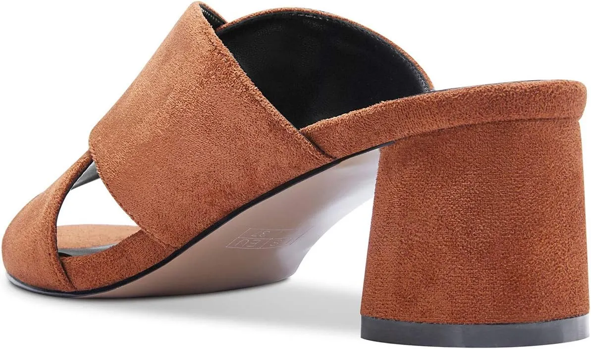 Castamere Womens Chunky Block Heels Slippers Slip-on Strappy Open Toe Sandals 5CM Heeled Sandal