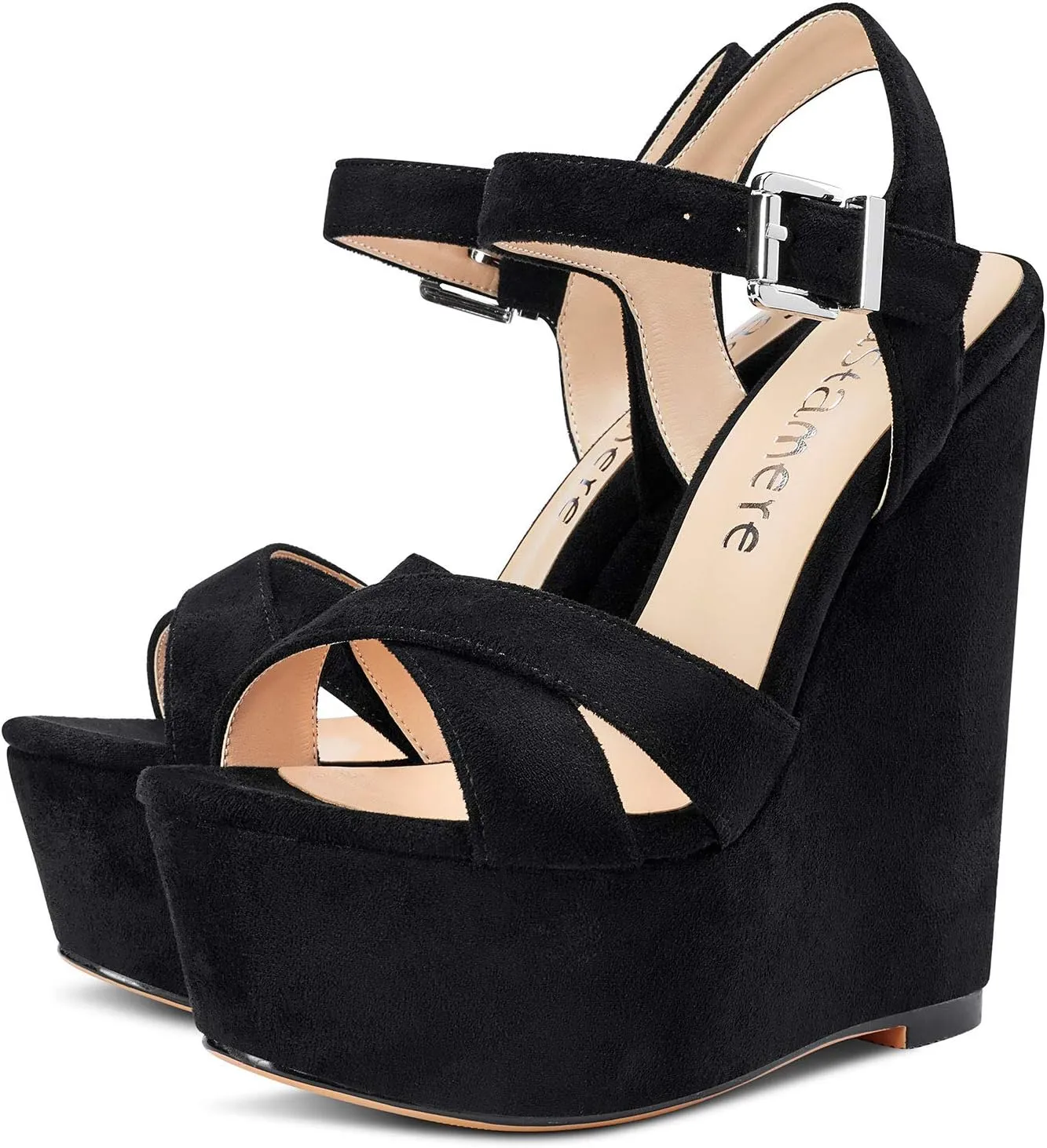 Castamere Womens High-Heel Platform Wedge Heel Sandals Slingback Sexy Ankle Strap Open Toe 16CM Heels