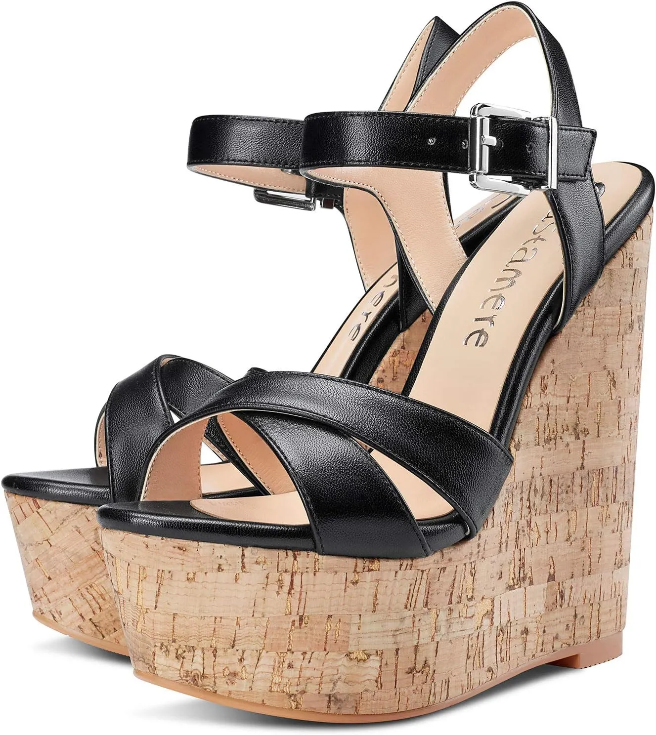 Castamere Womens High-Heel Platform Wedge Heel Sandals Slingback Sexy Ankle Strap Open Toe 16CM Heels