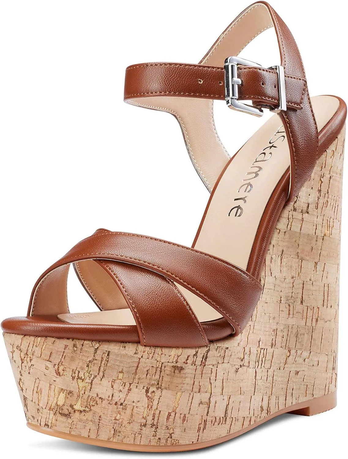 Castamere Womens High-Heel Platform Wedge Heel Sandals Slingback Sexy Ankle Strap Open Toe 16CM Heels