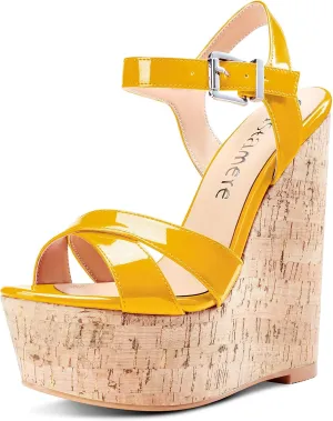 Castamere Womens High-Heel Platform Wedge Heel Sandals Slingback Sexy Ankle Strap Open Toe 16CM Heels