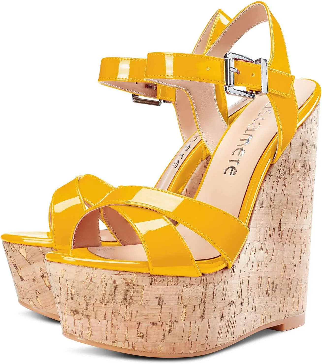 Castamere Womens High-Heel Platform Wedge Heel Sandals Slingback Sexy Ankle Strap Open Toe 16CM Heels