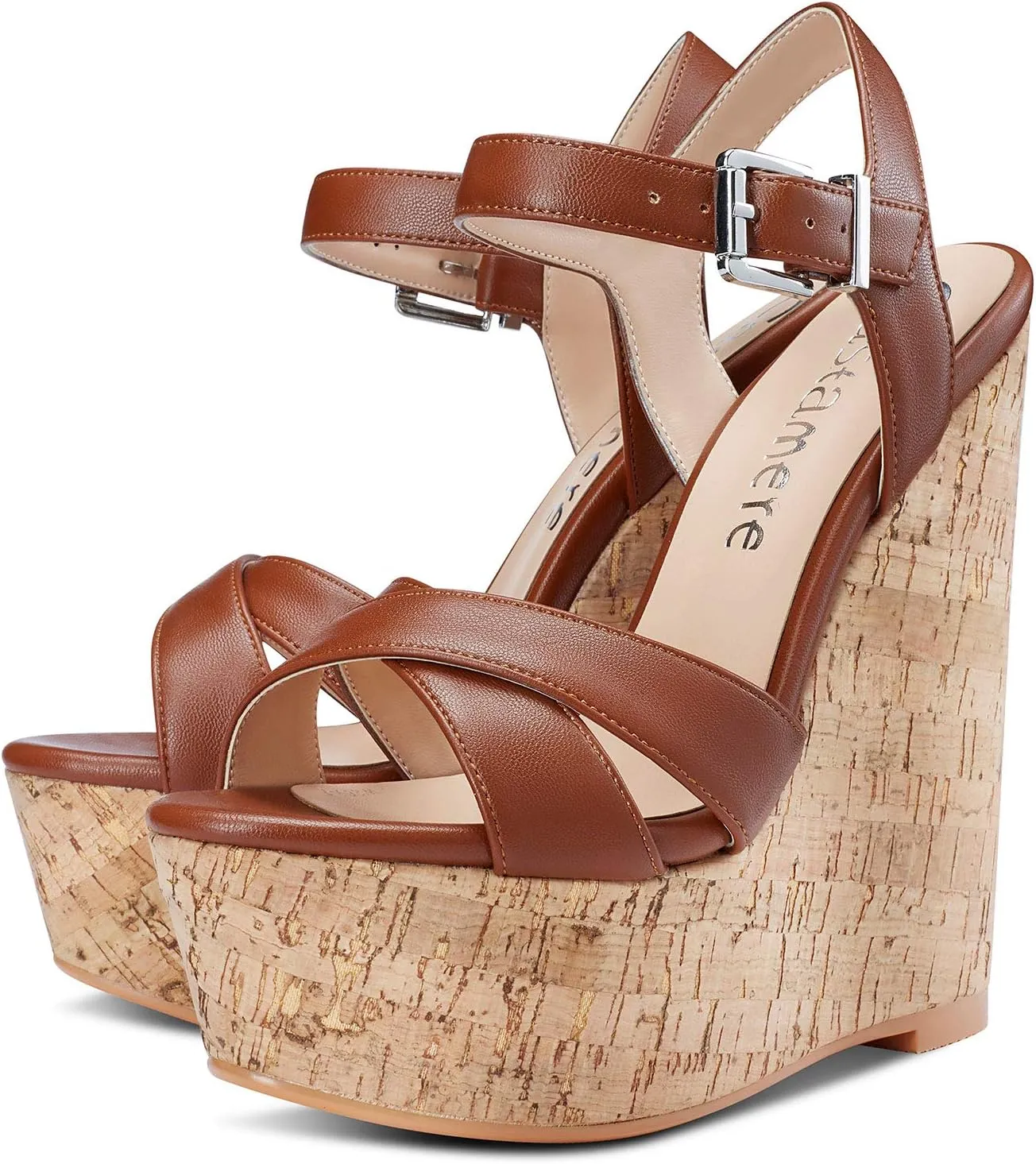 Castamere Womens High-Heel Platform Wedge Heel Sandals Slingback Sexy Ankle Strap Open Toe 16CM Heels