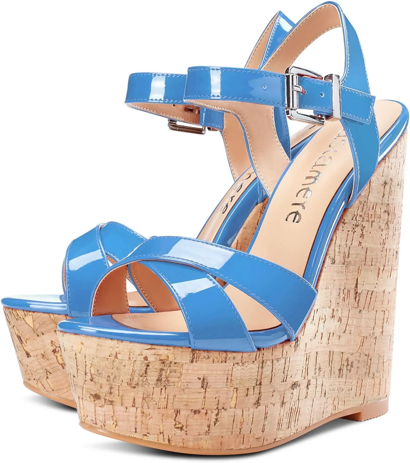 Castamere Womens High-Heel Platform Wedge Heel Sandals Slingback Sexy Ankle Strap Open Toe 16CM Heels